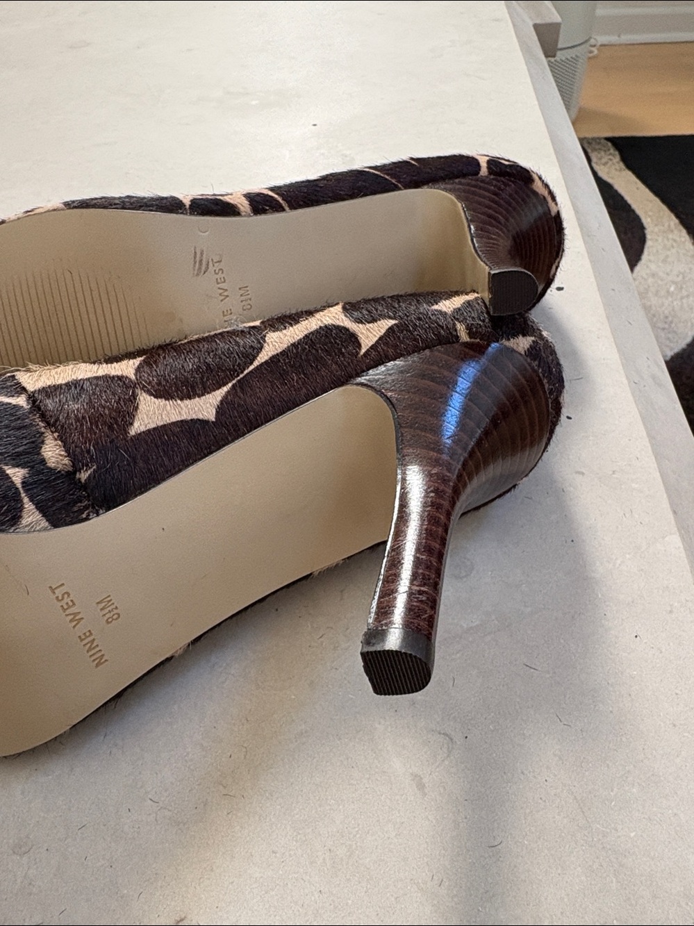 Nine West Brown and Cream Leopard Print Pointed-Toe Pumps - Picture 4 of 4